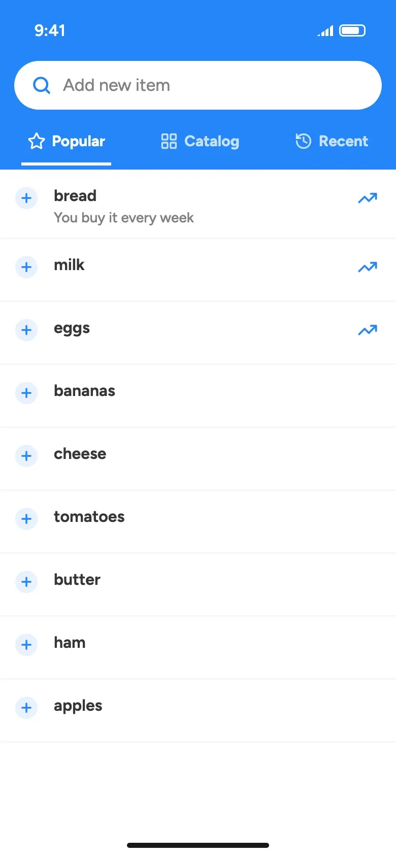 Popular product suggestions while adding an item
