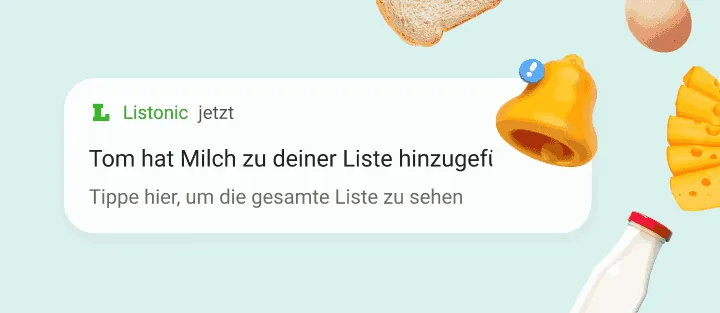 Handy-Benachrichtigung: Ein Haushaltsmitglied hat Milch zur Liste hinzugefügt
