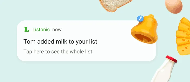 Phone notification that a household member added milk to the list