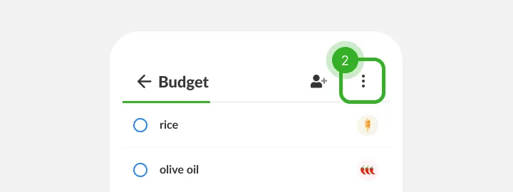 List header with the three-dot menu button in the top corner highlighted