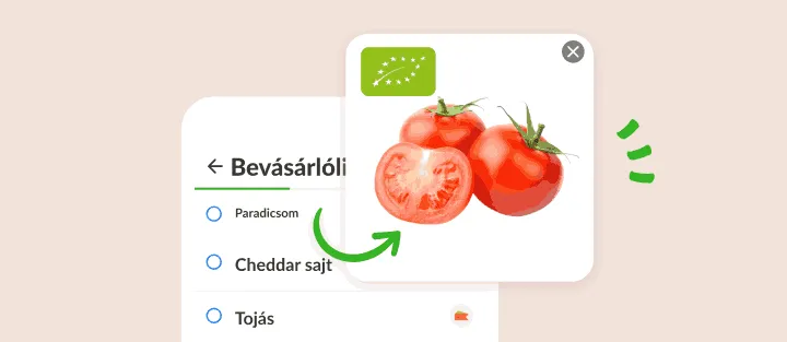 Paradicsom tétel megnyitva, fotó paradicsomokról az EU bio levél logójával