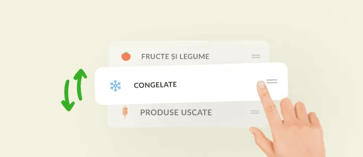 Un deget trage categoria Congelate între fructe și produse uscate ca s-o mute
