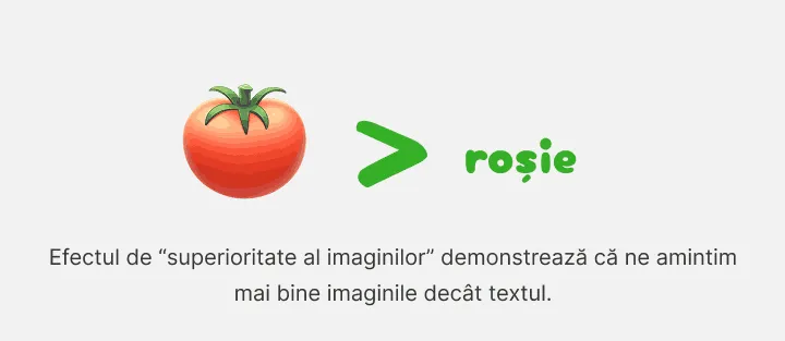 Imaginea unei roșii, mai mare decât cuvântul roșie scris