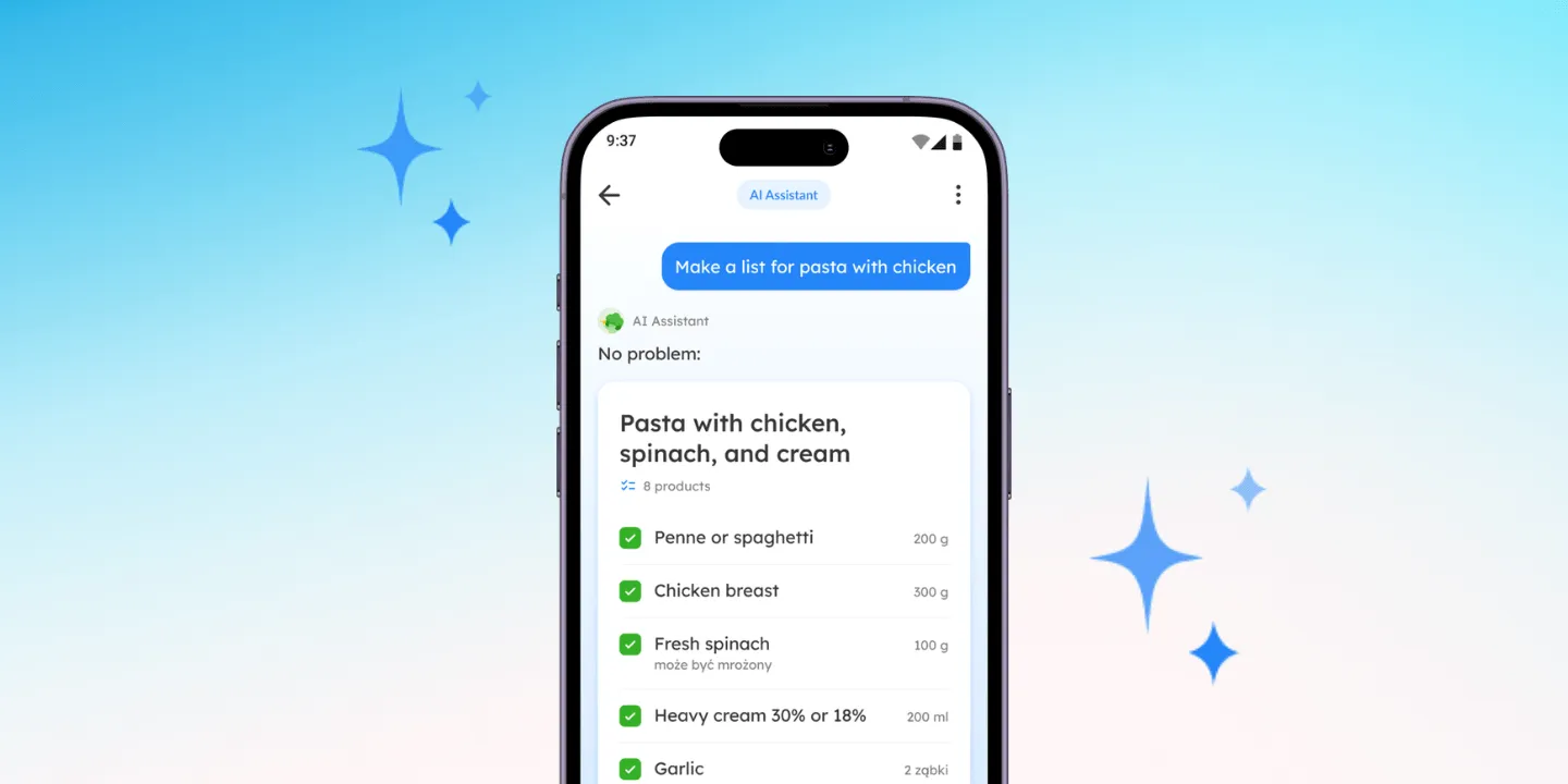 The assistant suggesting a pasta recipe with its ingredients