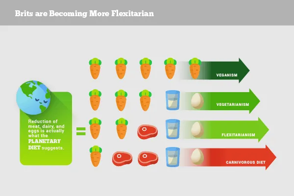 Diagram of diets by how much meat, dairy and eggs each allows