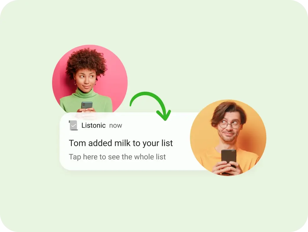 A notification on one phone after someone else added milk