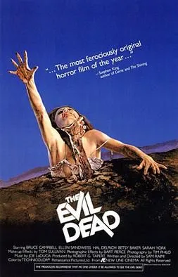 The Evil Dead film poster, a figure half-buried in the earth with one arm raised