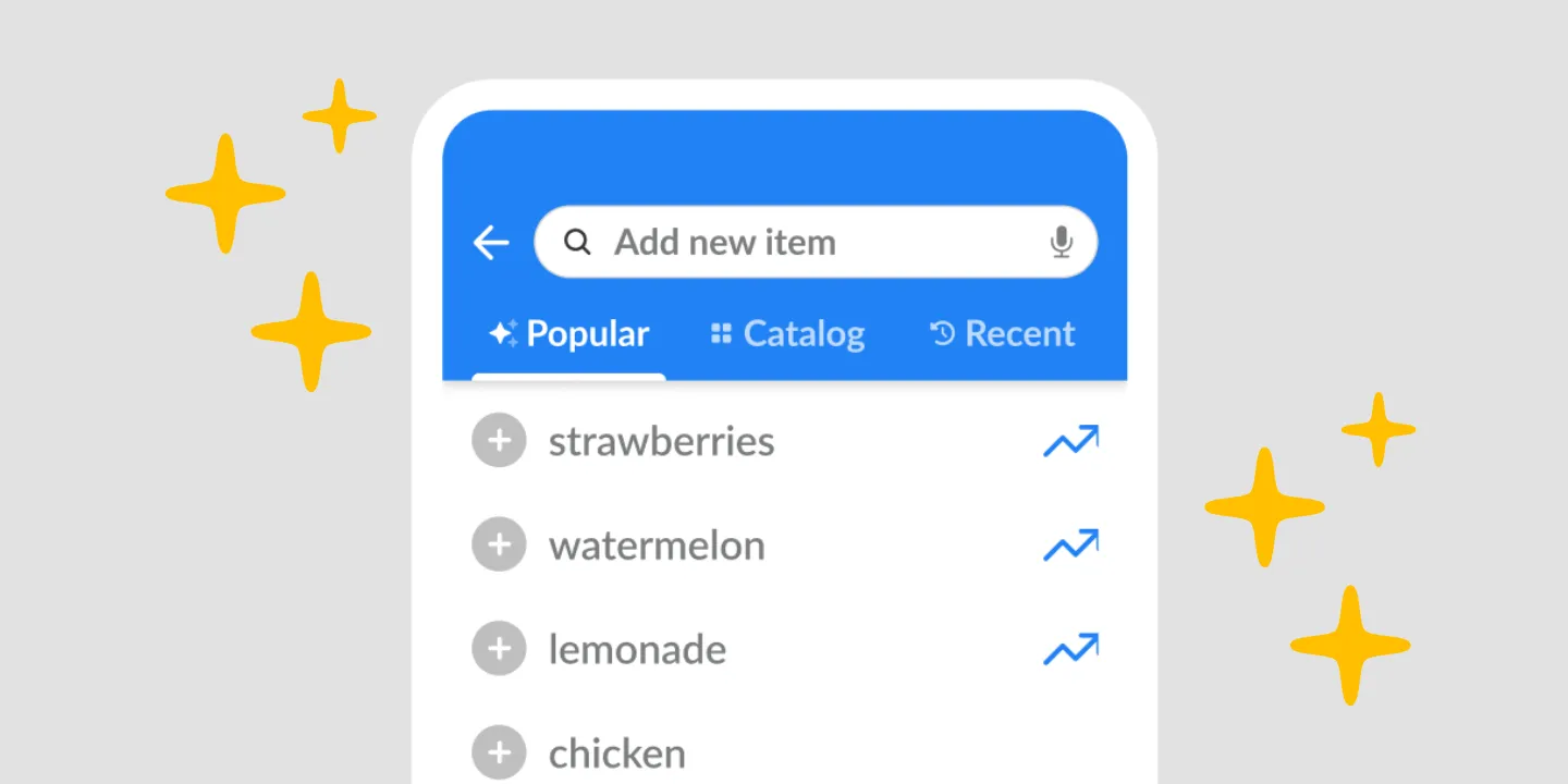 Suggestions from popular items and your shopping history