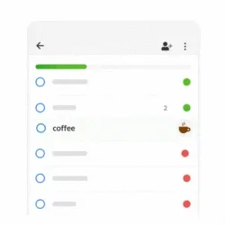 Swiping an item to the right ticks it off the list